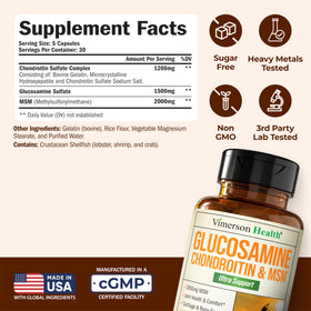 Vimerson Health Glucosamine Chondroitin MSM 1500mg capsules bottle