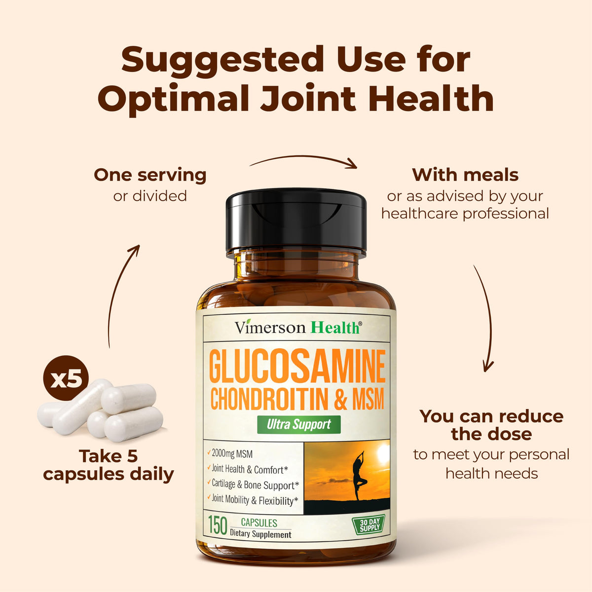 Vimerson Health Glucosamine Chondroitin MSM 1500mg capsules close-up