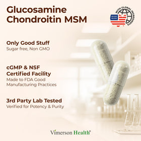 Vimerson Health Glucosamine Chondroitin MSM 1500mg capsules with dosage details