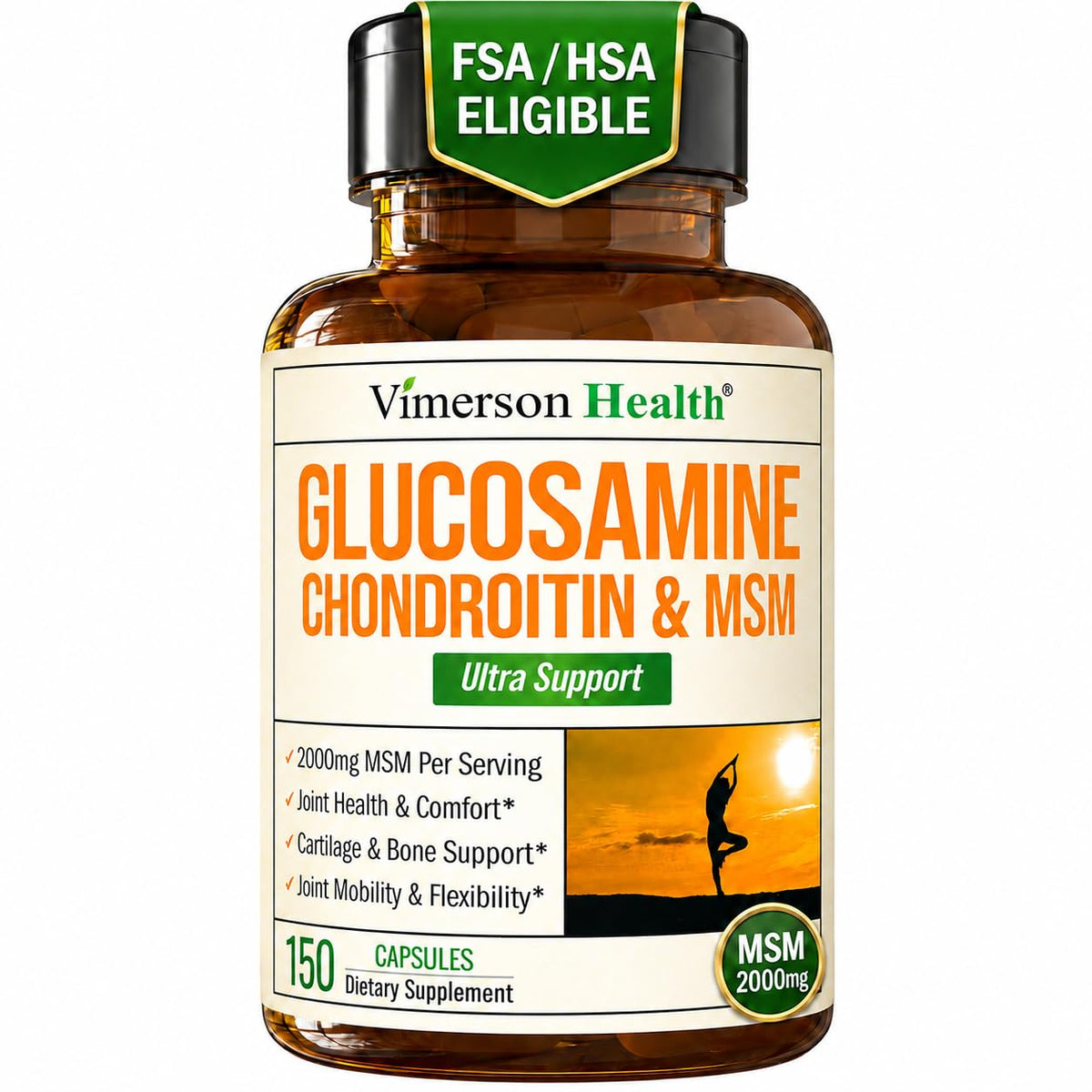 Vimerson Health Glucosamine Chondroitin MSM 1500mg supplement front view