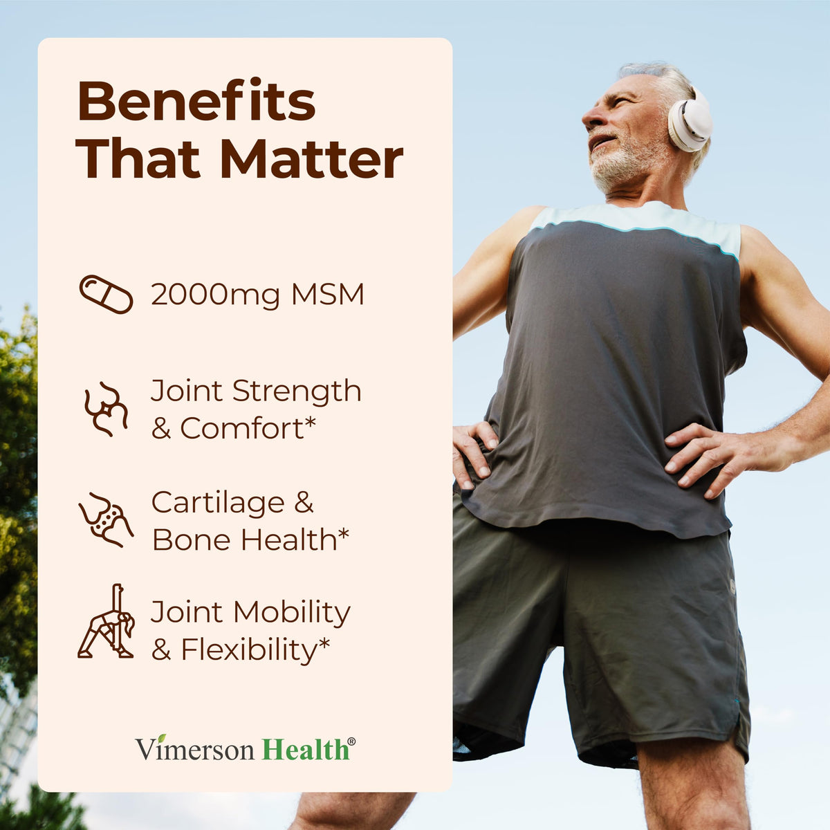 Vimerson Health Glucosamine Chondroitin MSM 1500mg supplement side view