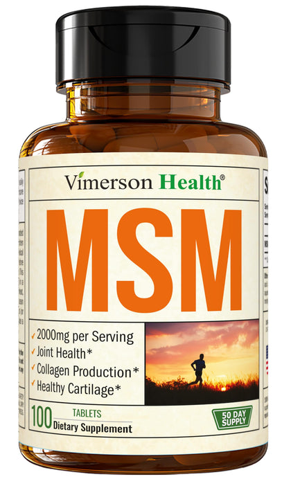 Vimerson Health MSM Supplement 2000mg 100 Tablets front view