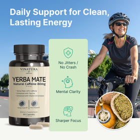 VINATURA Yerba Mate 1400mg Energy Supplement bottle side view