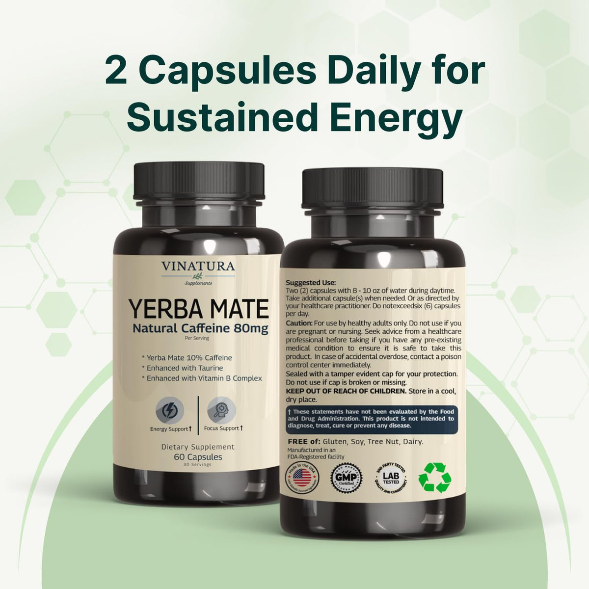 VINATURA Yerba Mate 1400mg Energy Supplement lifestyle scene