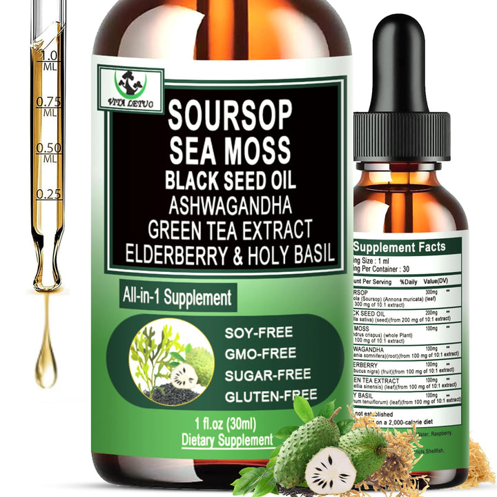 Vita letuo Soursop Drops front view with packaging