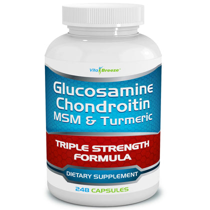 VitaBreeze Glucosamine Chondroitin MSM Turmeric 248 Capsules front view