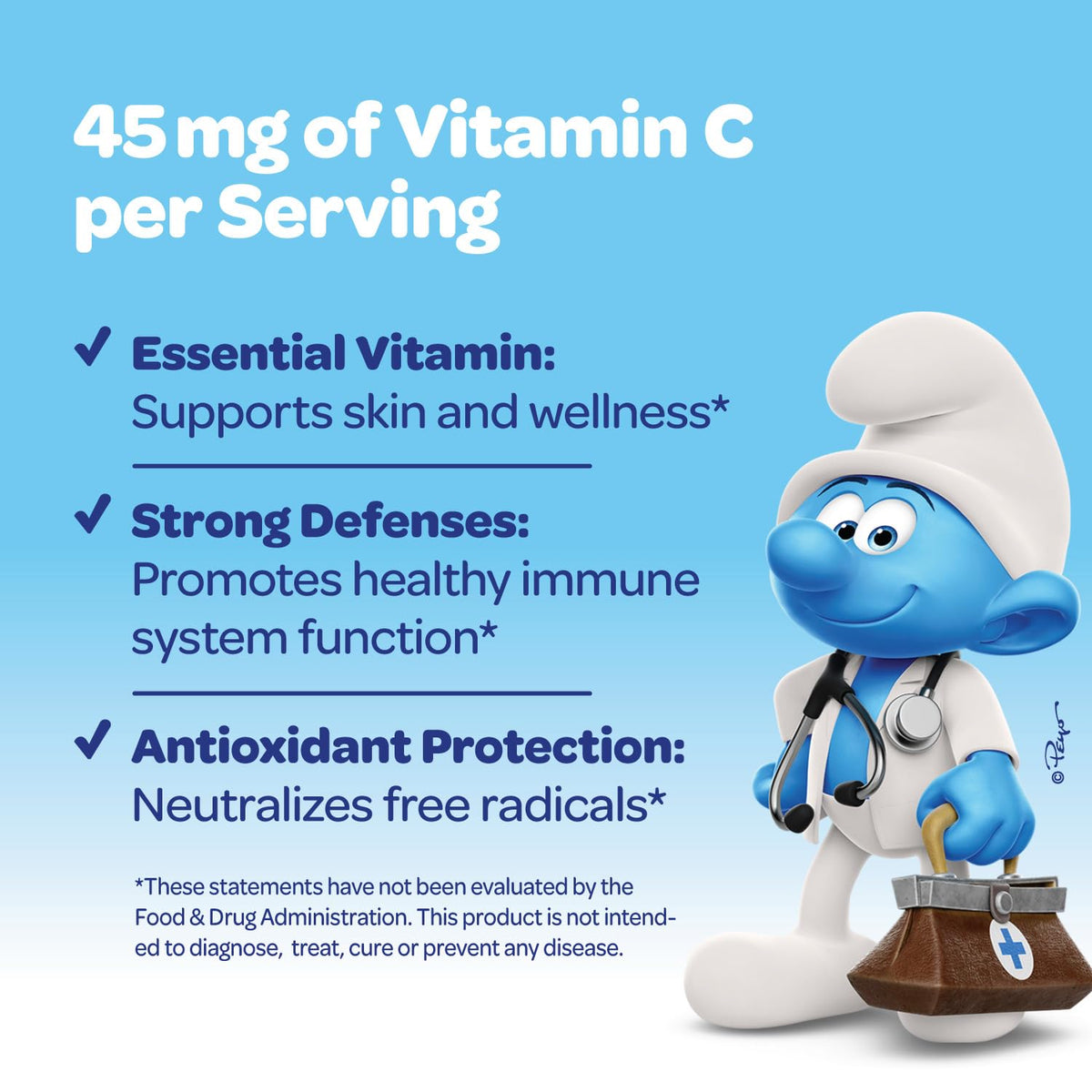 VITABURST Smurfs Liquid Vitamin C Drops serving size of 1mL