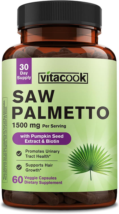 Vitacook Saw Palmetto Supplement 1500mg front view