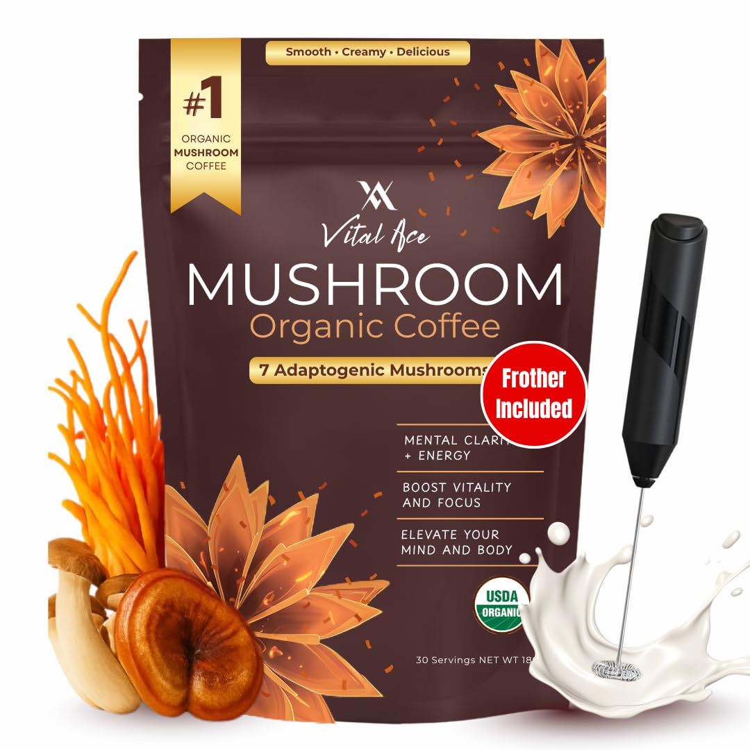 Vital Ace Organic Mushroom Coffee Blend packaging front view