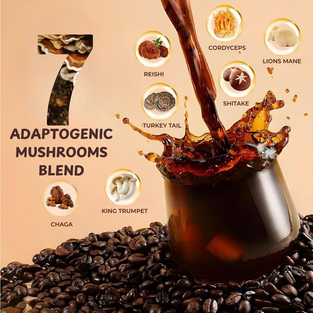 Vital Ace Organic Mushroom Coffee Blend powder in a cup