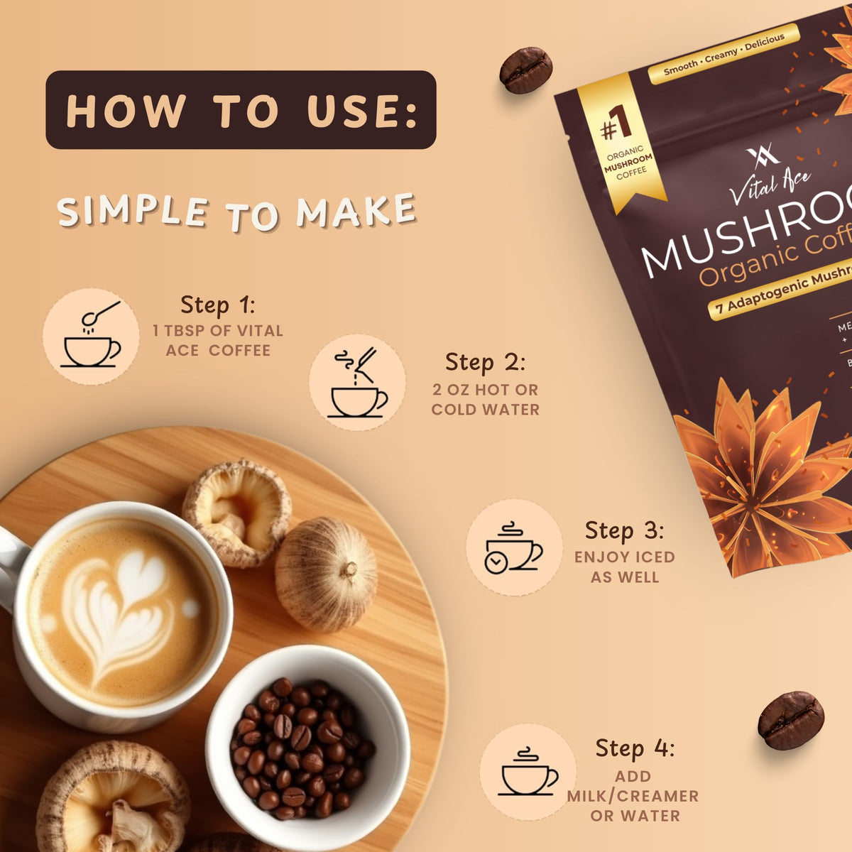 Vital Ace Organic Mushroom Coffee Blend preparation process