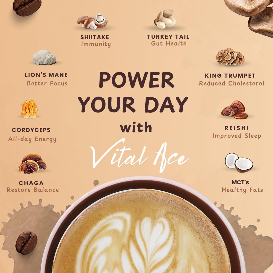 Vital Ace Organic Mushroom Coffee Blend serving suggestion