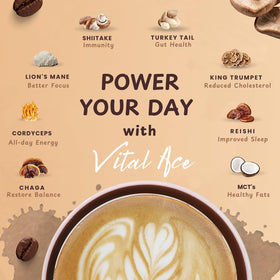Vital Ace Organic Mushroom Coffee Blend serving suggestion