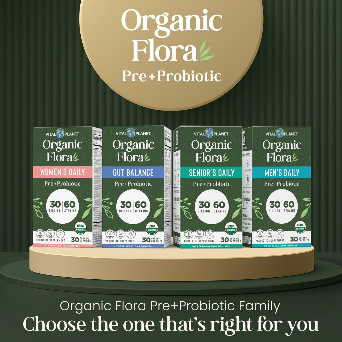 Vital Planet Organic Flora Probiotics for Women on a wooden table