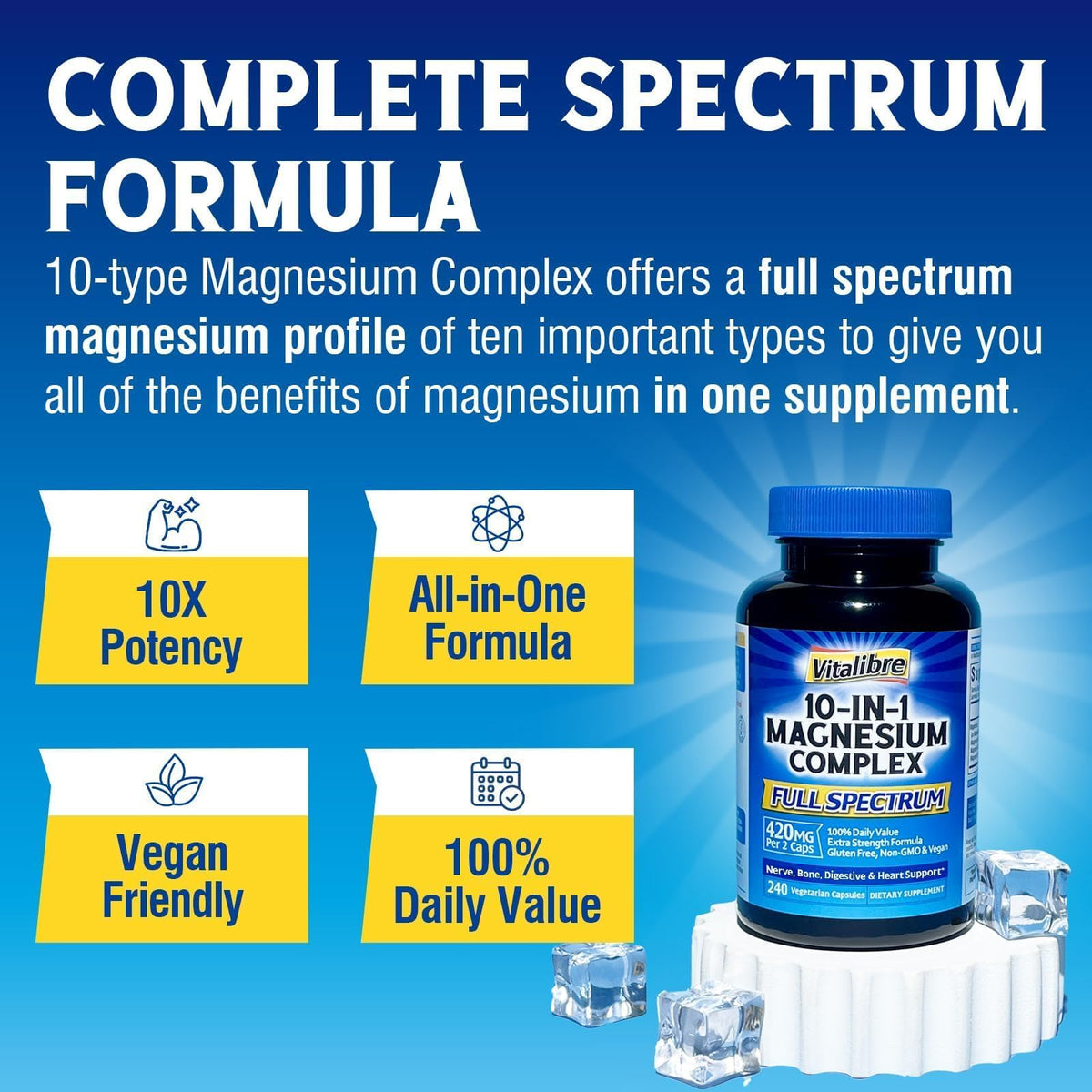 Vitalibre 10 in 1 Magnesium Complex bottle packaging