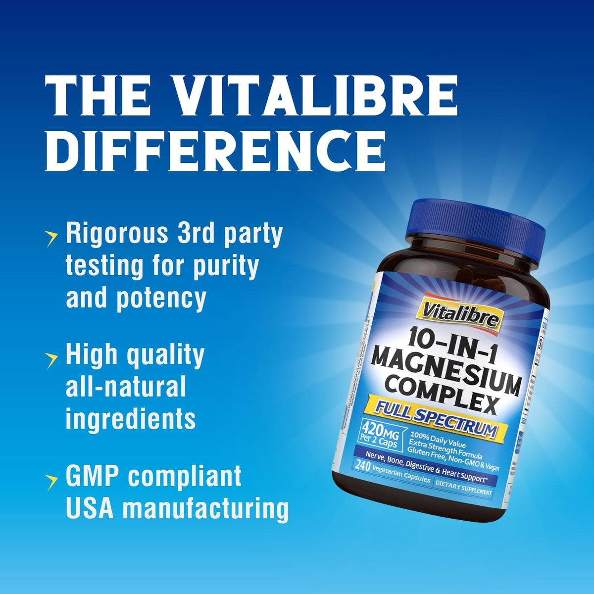 Vitalibre 10 in 1 Magnesium Complex with a measuring spoon