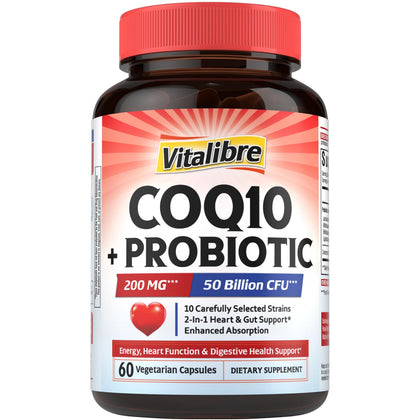Vitalibre CoQ10 200 mg with Probiotics front view