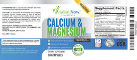 Vitalité Now! Calcium Magnesium Supplement 1000mg capsules on a table