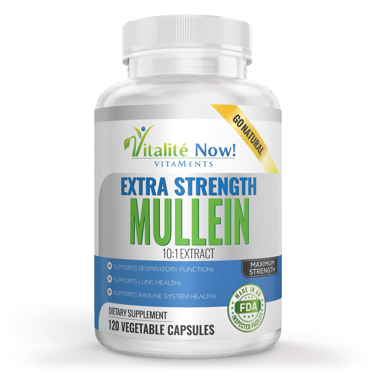 Vitalité Now! Mullein Capsules 10:1 Extract front view