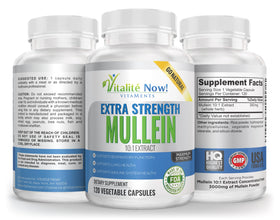 Vitalité Now! Mullein Capsules bottle side view