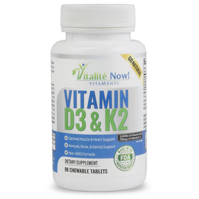 Vitalité Now! Vitamin D3 2000 IU + K2 MK7 capsule bottle front view