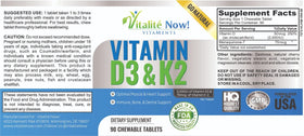 Vitalité Now! Vitamin D3 2000 IU + K2 MK7 capsules with natural background