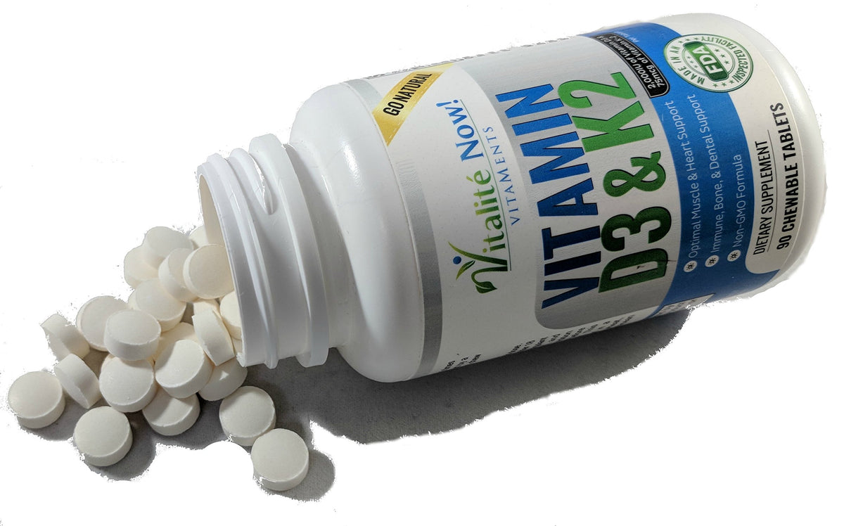 Vitalité Now! Vitamin D3 2000 IU + K2 MK7 label close-up