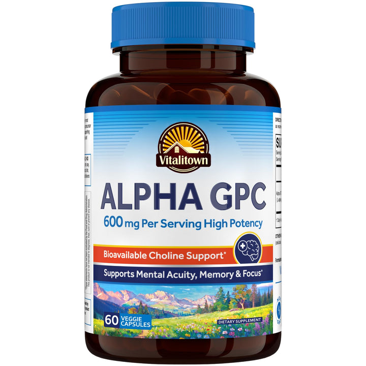 Vitalitown Alpha GPC Supplement 600 mg front view