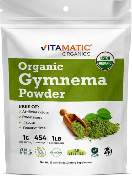 Vitamatic Gymnema Leaf Powder 1 Pound front view packaging