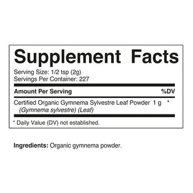 Vitamatic Gymnema Leaf Powder 1 Pound side view with label