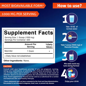 Vitamatic Mannitol Powder 500g container side view