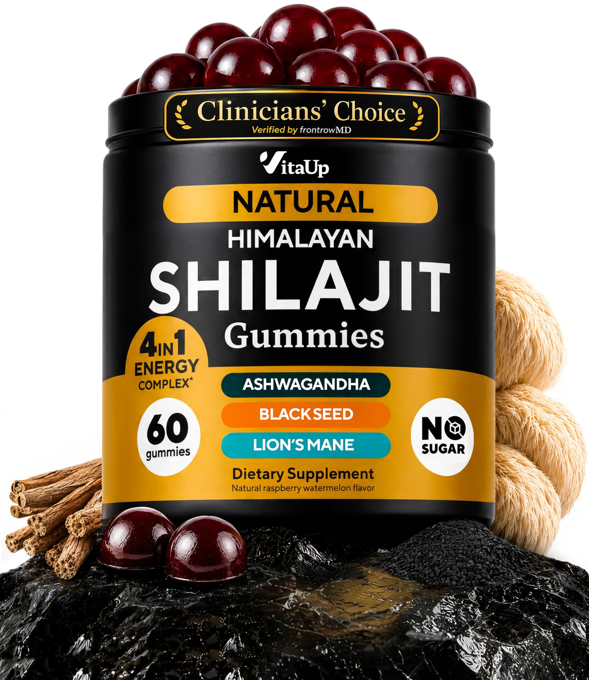 VitaUp Himalayan Shilajit Gummies front view with packaging