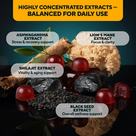 VitaUp Himalayan Shilajit Gummies side view with nutritional information