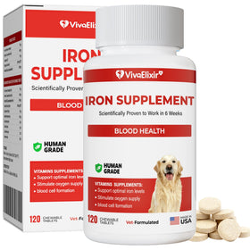 VivaElixir Iron Supplement for Dogs 120 Tablets front view