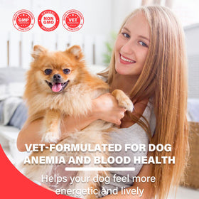 VivaElixir Iron Supplement for Dogs with a happy dog