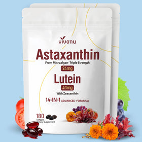 VivoNu 14-in-1 Astaxanthin 24mg & Lutein 40mg Softgels front view