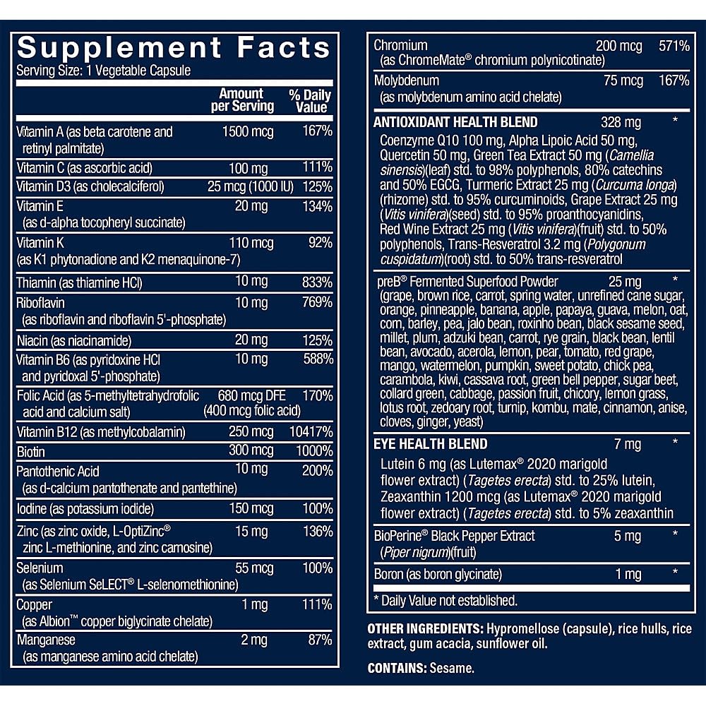 Vthrive Men's One Daily Multivitamin 30 Capsules bottle side view