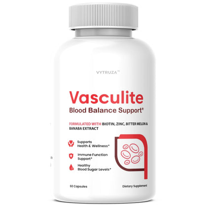 VYTRUZA Vasculite Blood Balance Support Capsules bottle front view