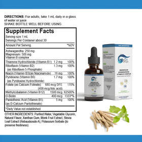 Wave Drops Magnesium, Ashwagandha & B-Complex Liquid Drops bottle side view