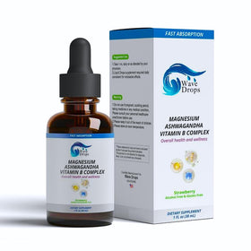 Wave Drops Magnesium, Ashwagandha & B-Complex Liquid Drops packaging