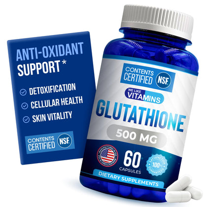 We Like Vitamins Glutathione Supplement 500mg bottle front view