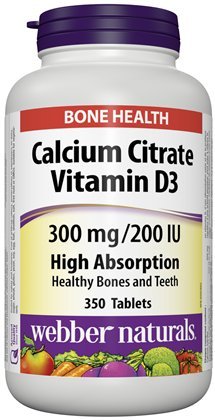 Webber Naturals Calcium Citrate Vitamin D3 300mg 350 Tablets front view
