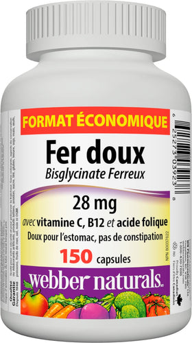 Webber Naturals Gentle Iron Supplement side view showing capsule details