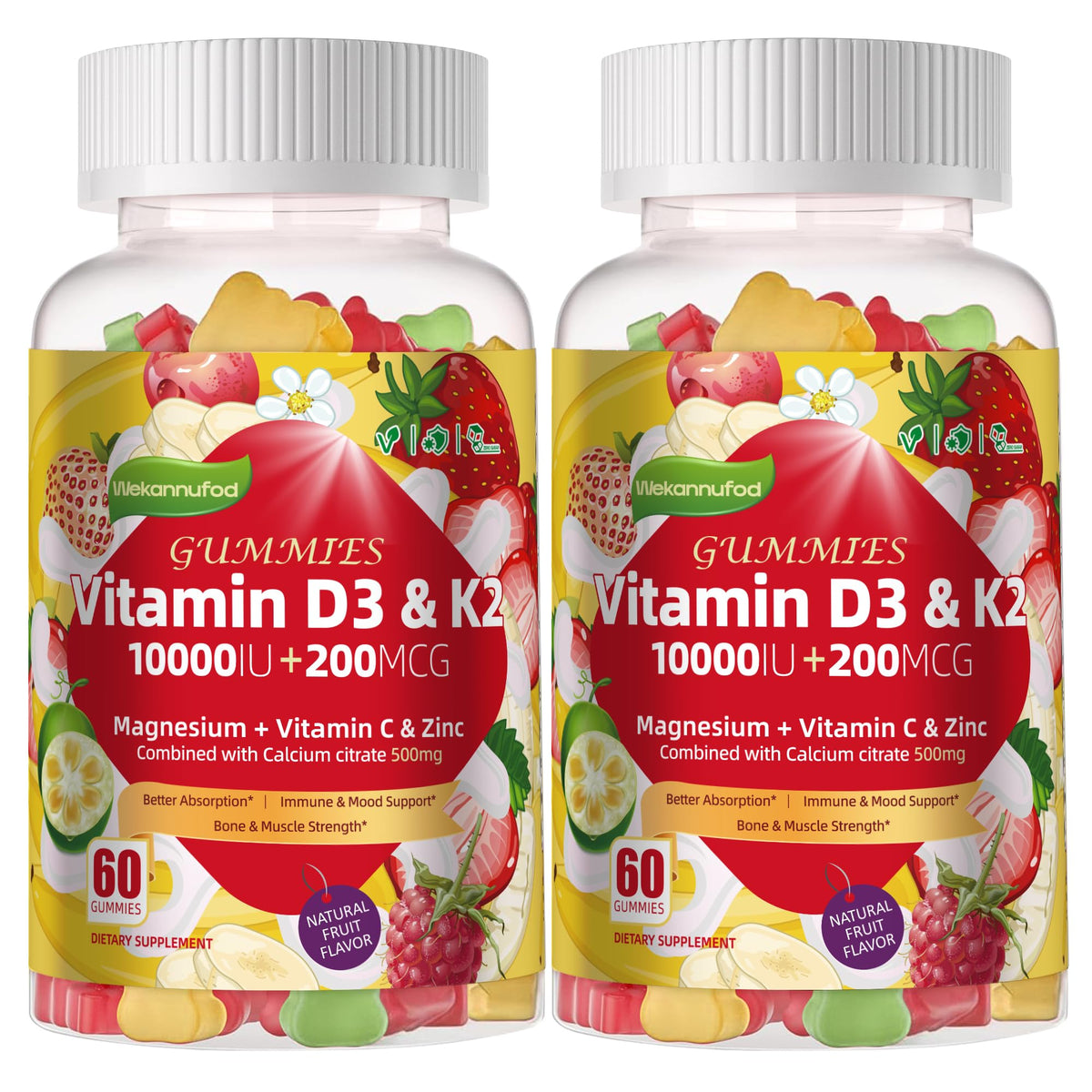 Wekannufod Vitamin D3 K2 Gummies bottle front view