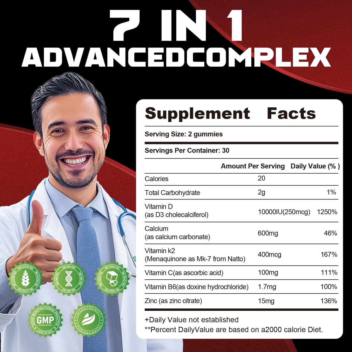 Wekannufod Vitamin D3 K2 Gummies nutritional information