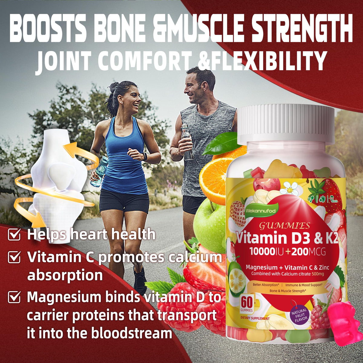 Wekannufod Vitamin D3 K2 Gummies serving suggestion