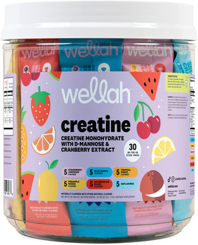 Wellah Creatine for Women Variety Pack front view showing all six flavours