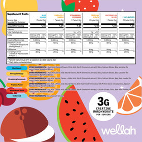 Wellah Creatine stick pack showing strawberry lemonade flavour