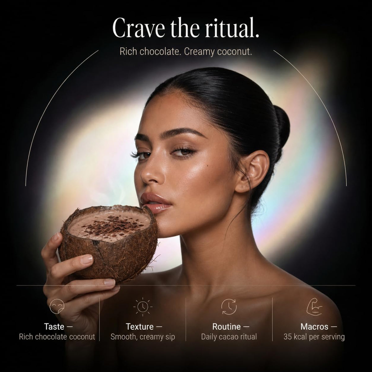 Wellneum Mushroom Cacao Organic Powder back view with nutritional information