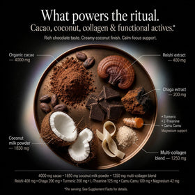Wellneum Mushroom Cacao Organic Powder mixed with hot water